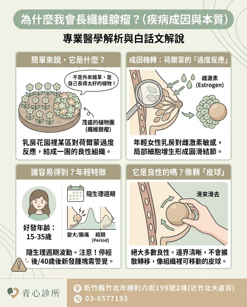 乳房纖維腺瘤好發年齡與荷爾蒙關係說明圖