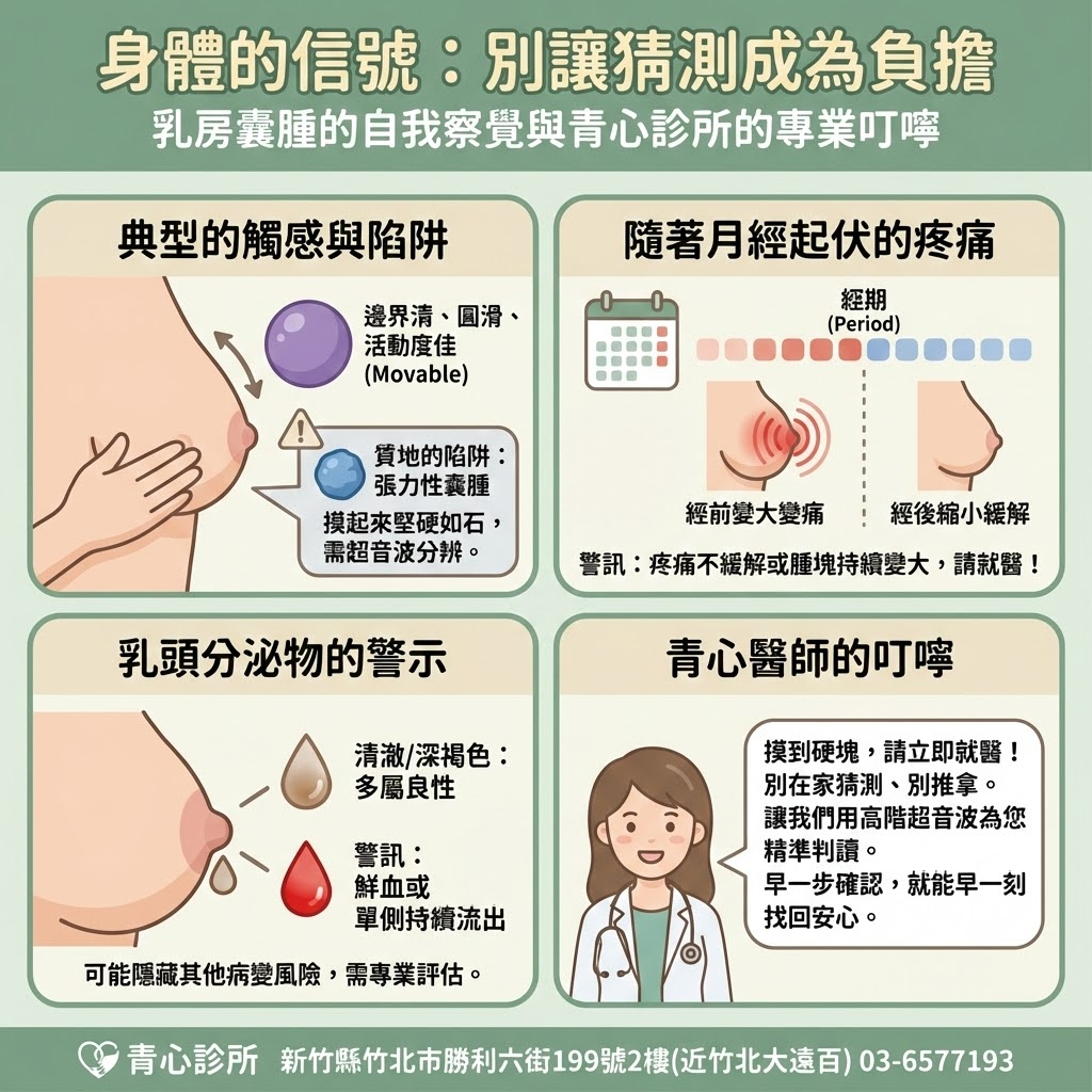 乳房囊腫觸診特徵與身體信號說明
