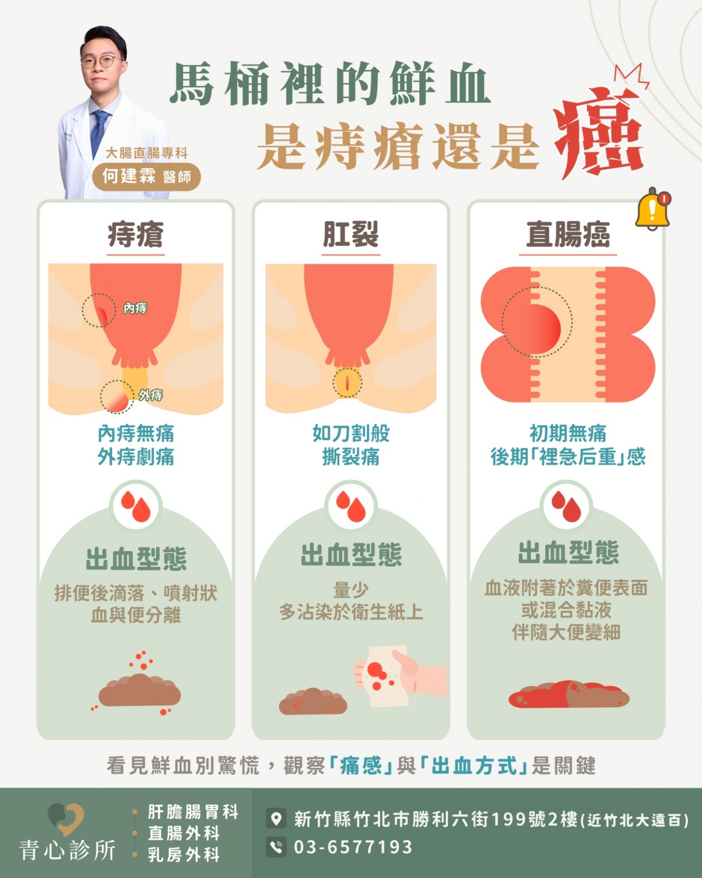 血便症狀解析圖解:痔瘡、肛裂與直腸癌